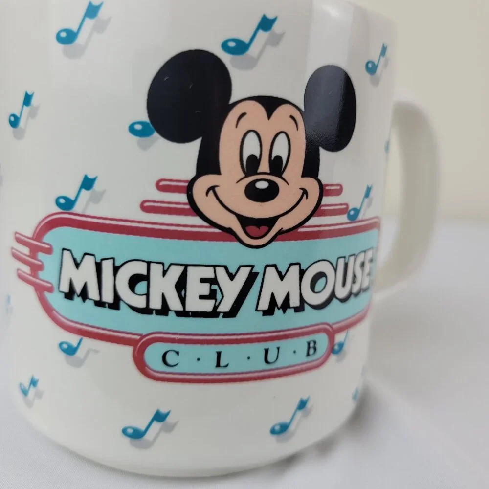 Vintage Disney Mickey Mouse Club Mug. Taiwan retro diner music notes jukebox 50s